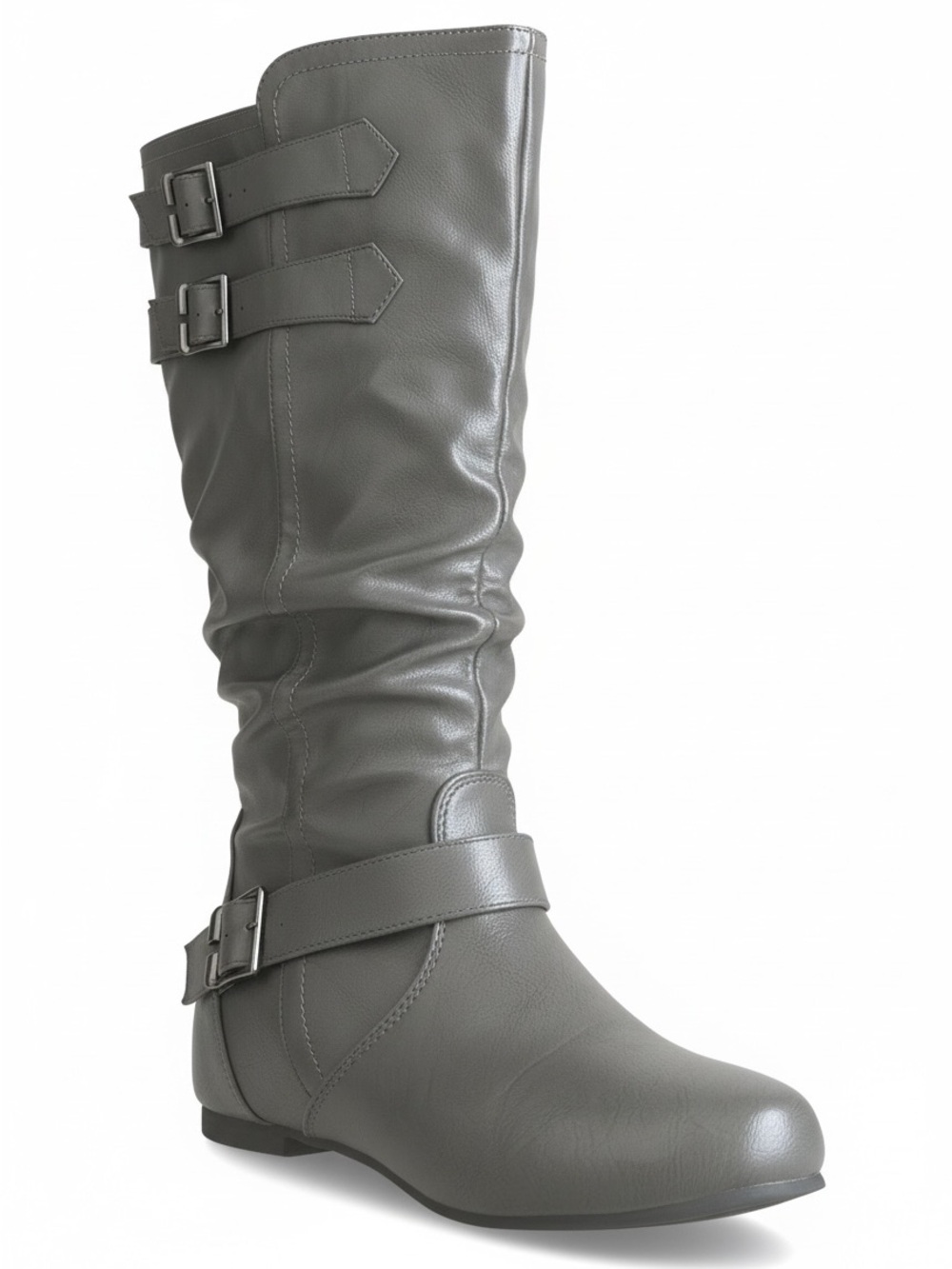 Journee Collection Classic Women's Gray Mid-Calf Buckle Boots New Size 9